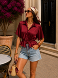Camicia in raso Chic con Cinturina vari colori