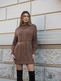 Abito in maglia choco con trecce