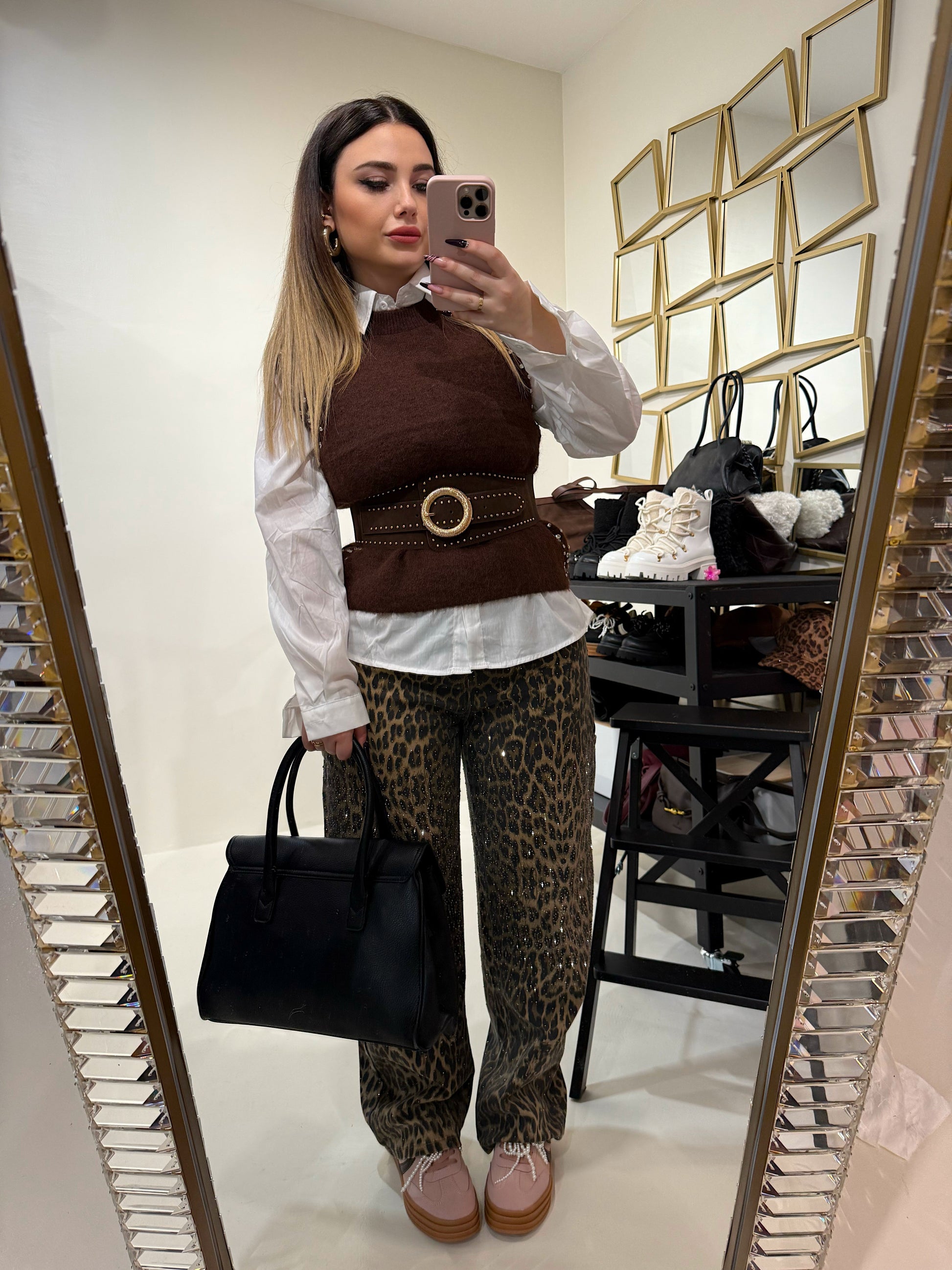 Camicia con pull-over e strass