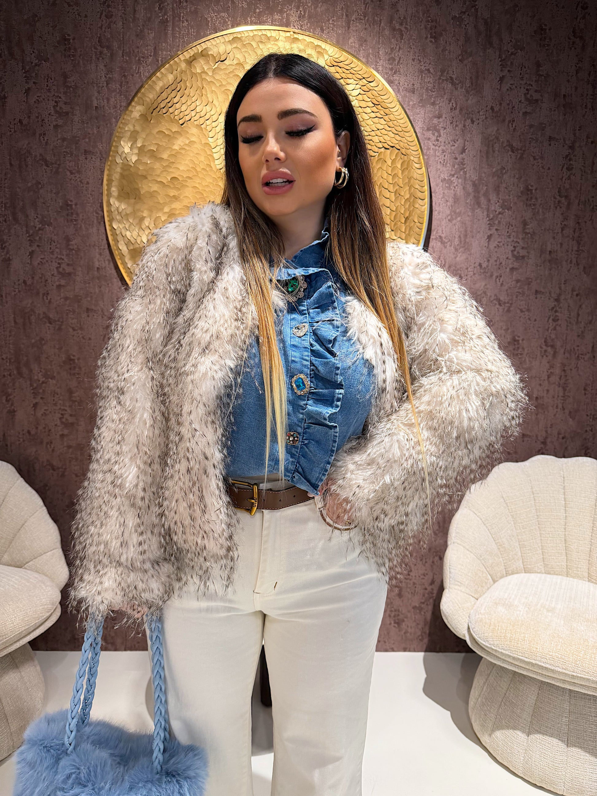 Camicia in jeans con spille