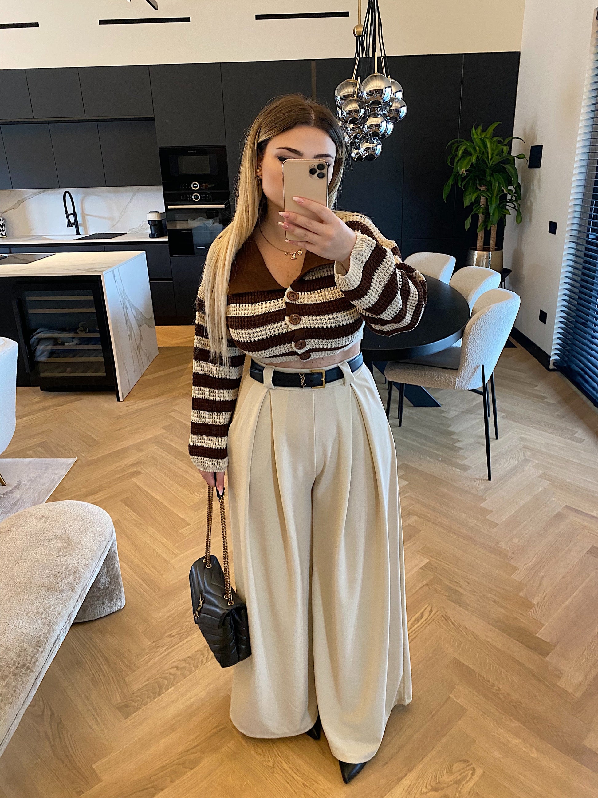 Pantalone palazzo beige