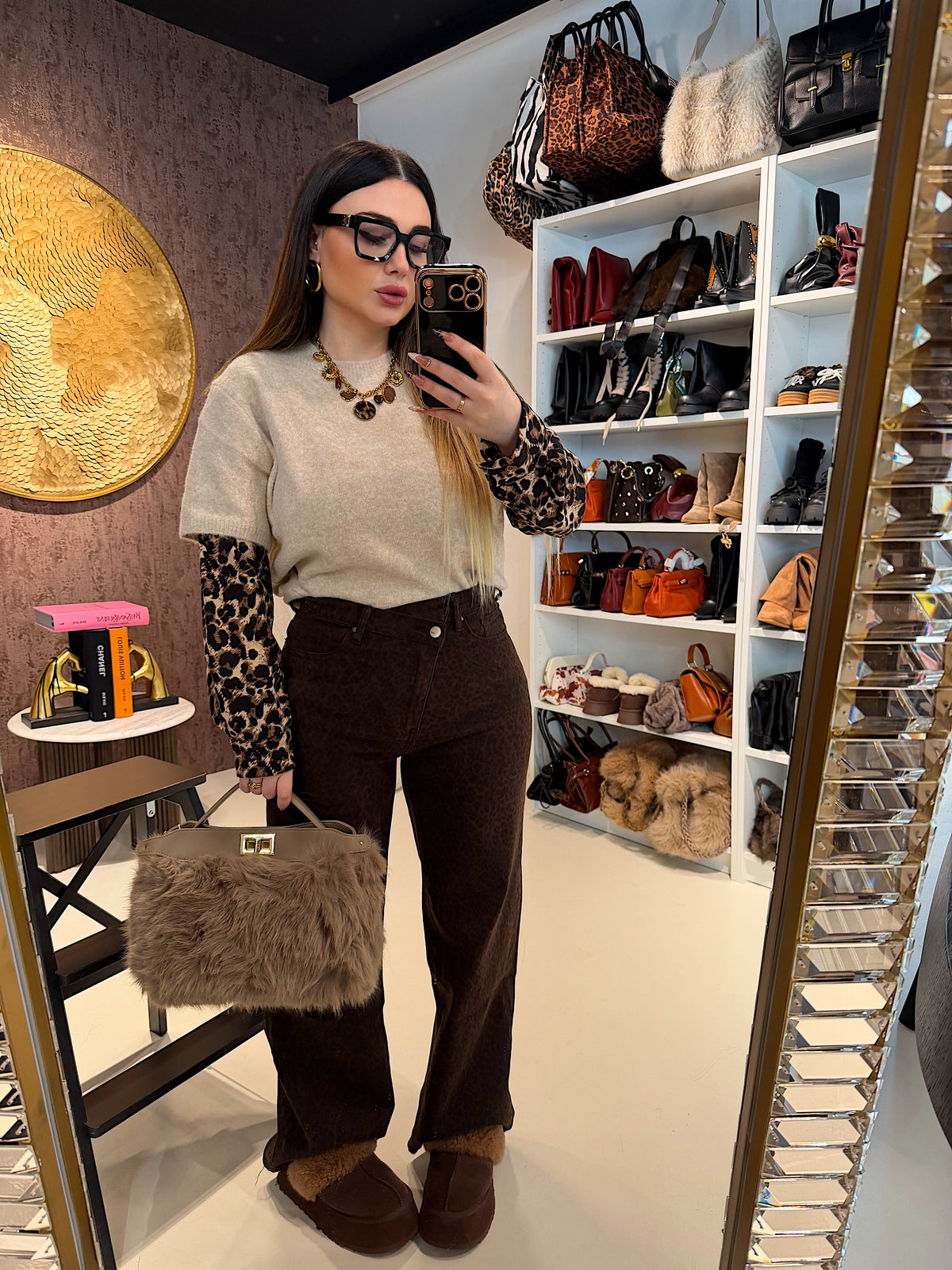 Maglione maniche maculato