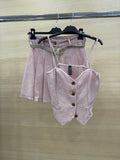 Completo top e short con cintura cipria