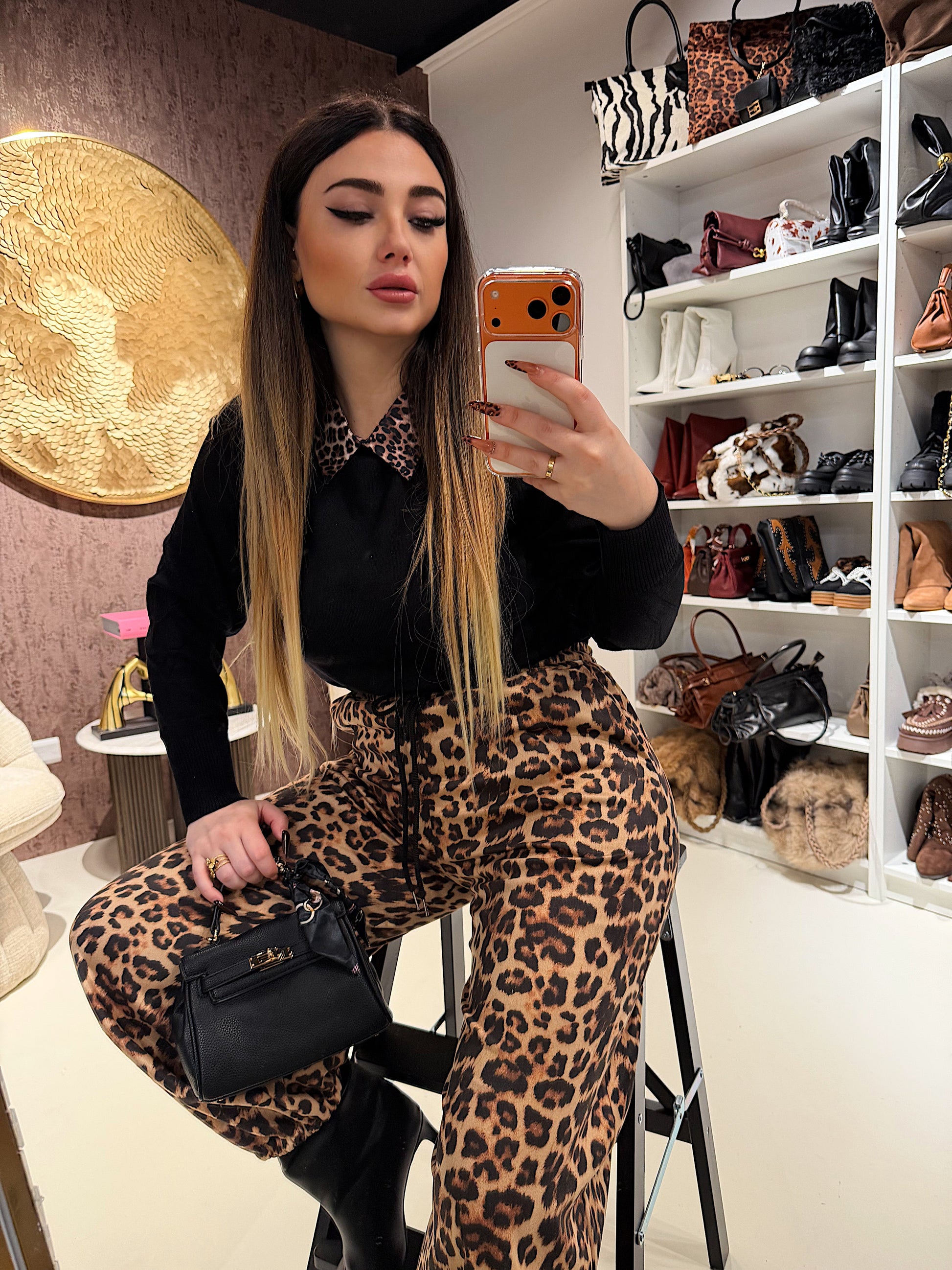 Maglioncino con collo maculato