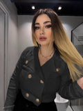 Maglione crop con bottoni oro