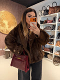 Giacca Pelliccia Elegance bordeaux e marrone