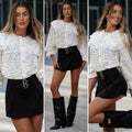 Gonna pantalone a pieghine con cinture