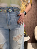 Jeans Sohoo Strappato con cinturina