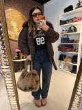 Giacca Denim con Collo in Pelliccia