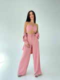 Set tre pezzi camicia top e pantalone rosa