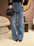 Jeans Button Chic Wide Leg
