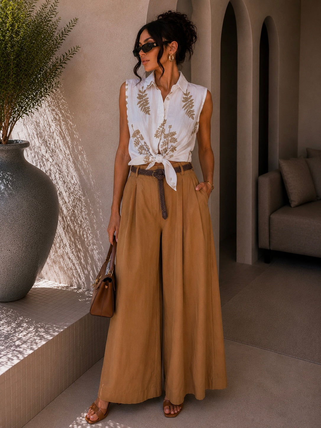 Pantalone in viscosa con cintura
