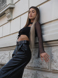 Blusa in velo con lacci