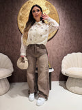 Camicia Ricamata Floreale con Dettagli Gioiello