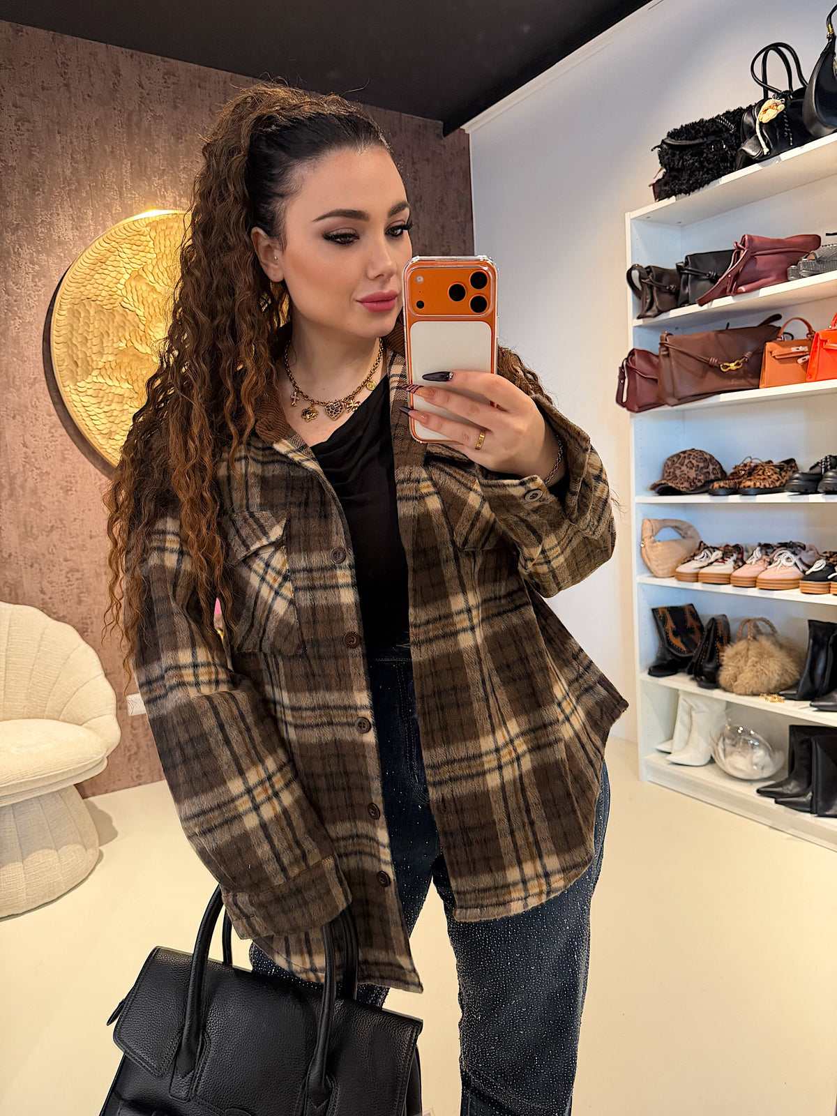 Camicia Oversize in Flanella a Quadri