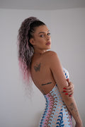 Coda #T-PINK riccia con Coulisse Rosa Degradè