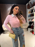 Maglia con colletto a camicia 2 colori