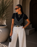T-Shirt Basic con Top in Strass Staccabile