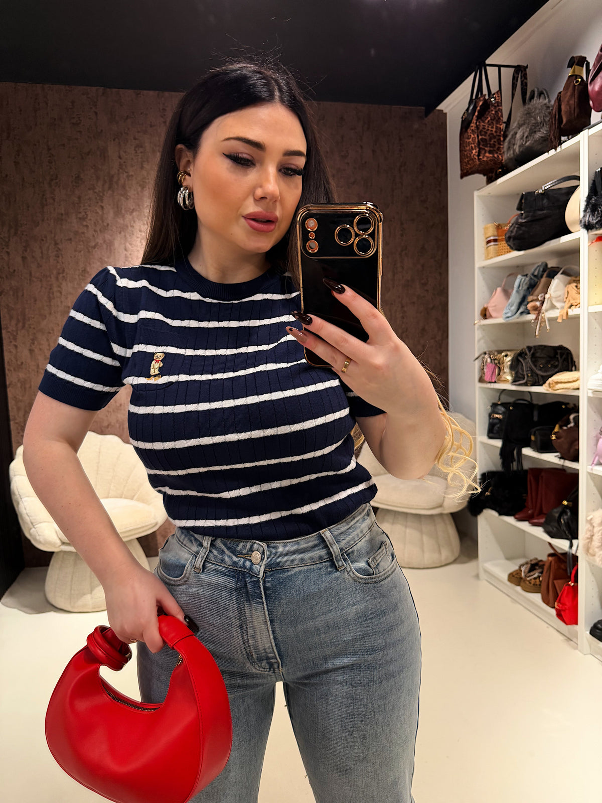 T-Shirt Knit Teddy Stripes