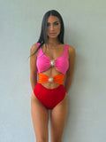 Bikini due pezzi con sole arancio