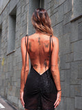 Abito corto push up con paillettes nero