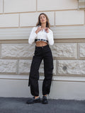 Camicia crop con cintura
