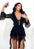 Abito in pizzo nero con rouches