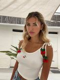 Top bianco ciliegie