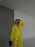 Set tre pezzi camicia top e pantalone giallo