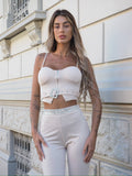 Completo top e pantalone con strass burro