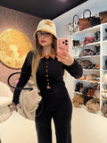 Completo maglia e pantalone con colletto a contrasto