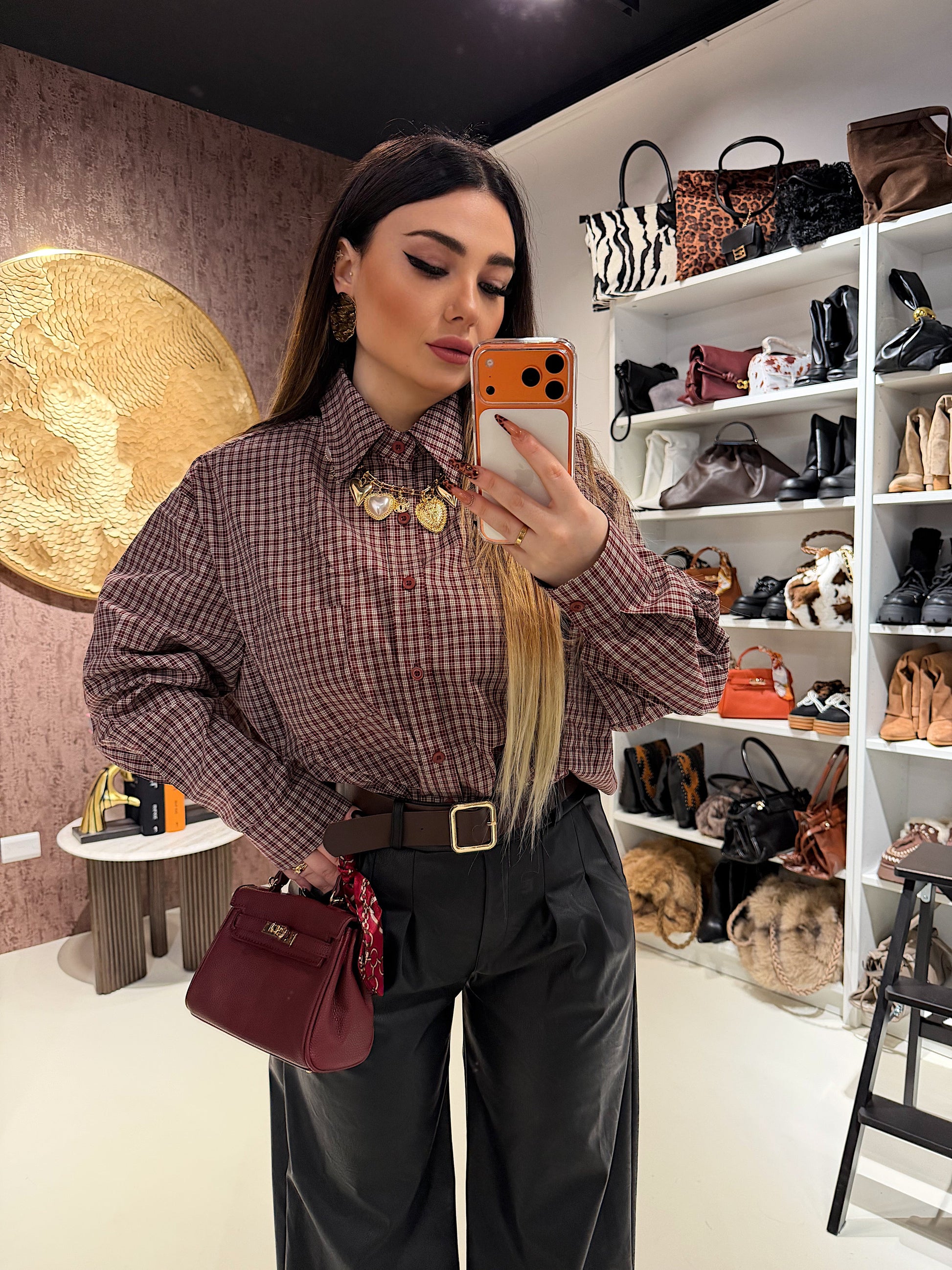 Camicia over a quadri spalle bombate