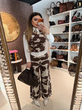Completo top e pantalone cow print