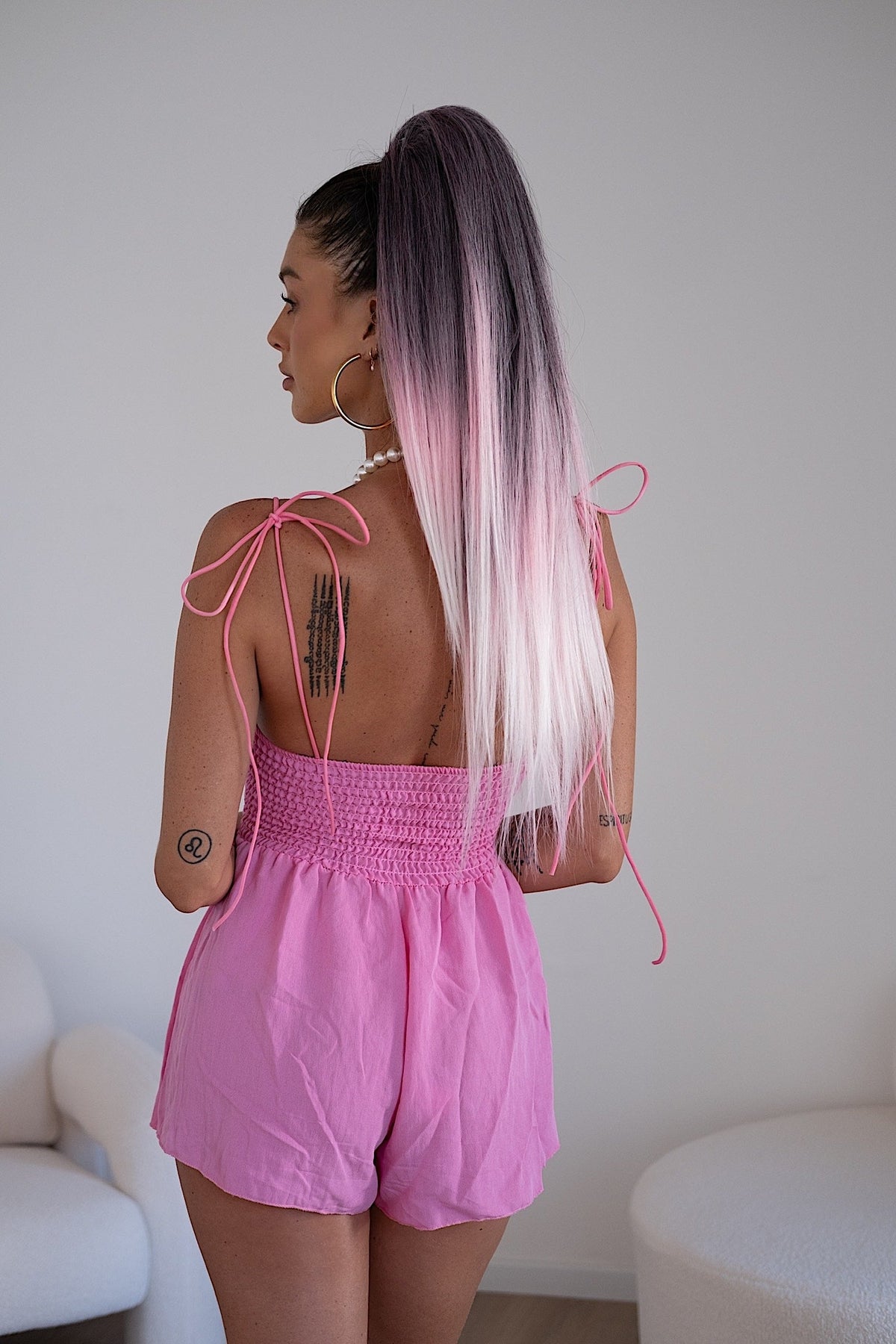 Coda liscia con Coulisse Rosa Degradè