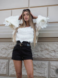 Maglione bianco con frange