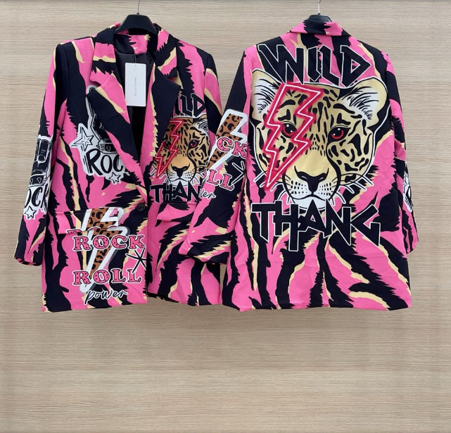 Giacca tiger nera Fuxia