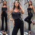 Pantaloni a vita alta con bottoni