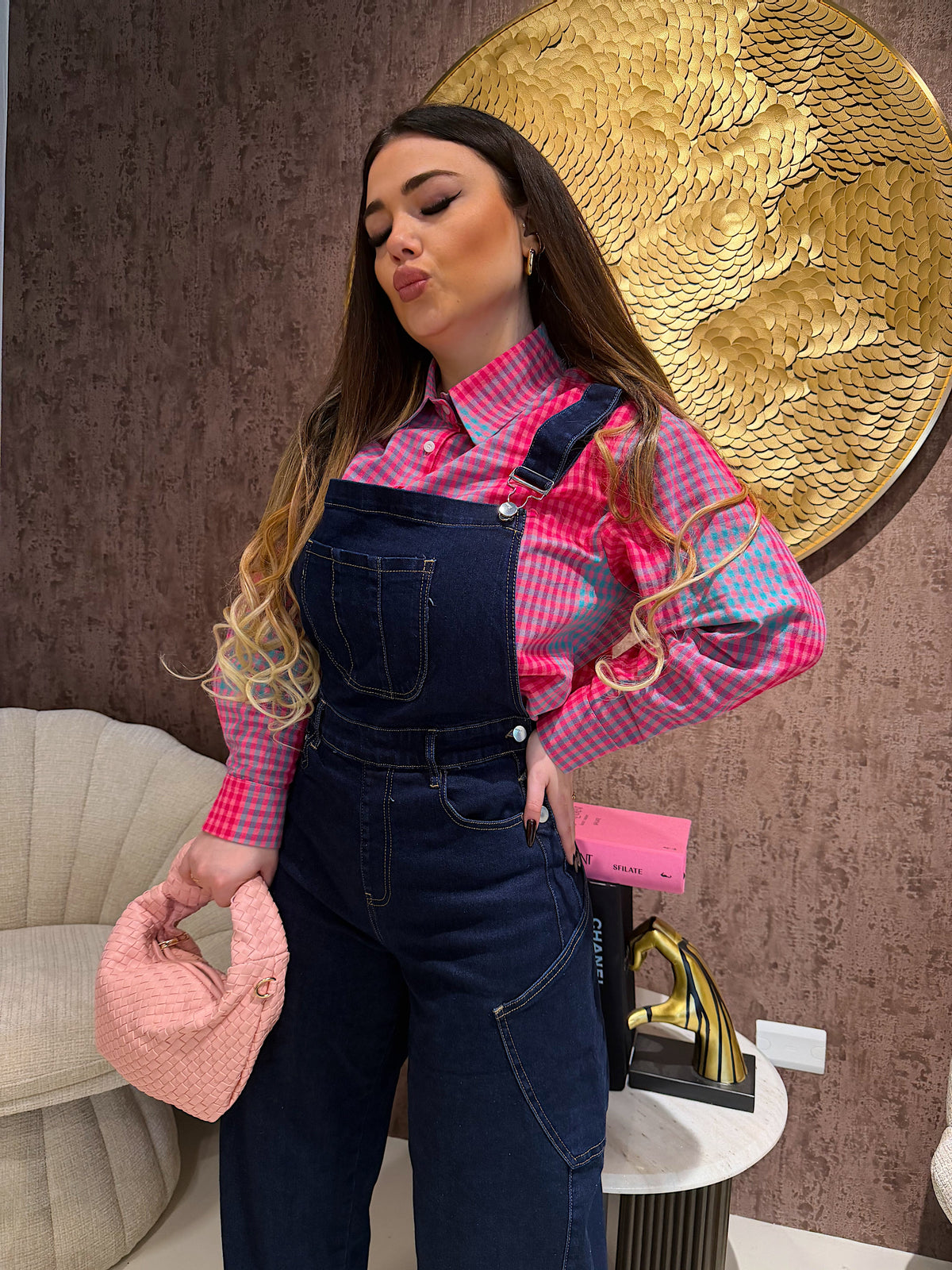 Salopette Denim Wide Leg con Spalline