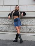 Felpa crop nera con lacci