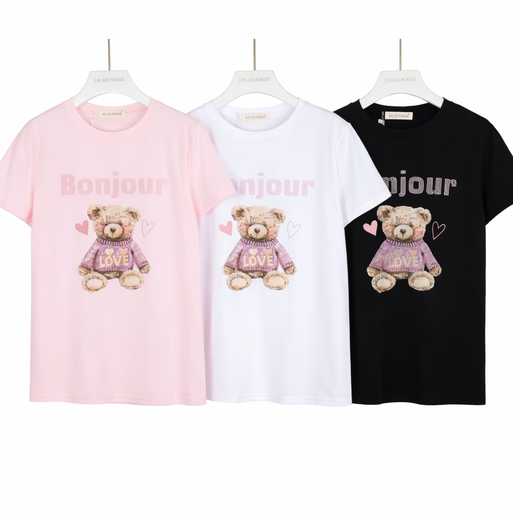 T-shirt Bonjour Teddy Love