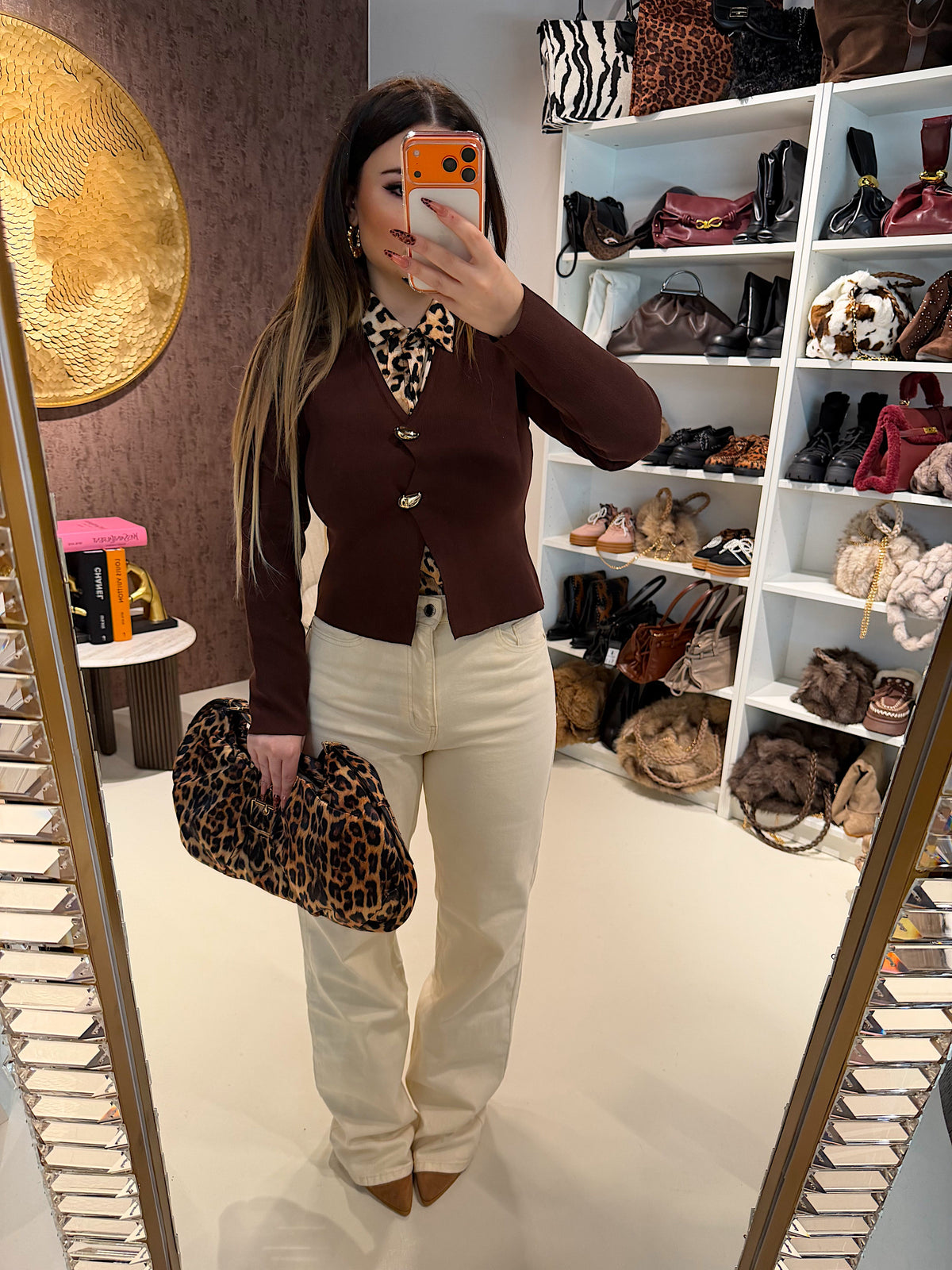 Cardigan con gocce oro