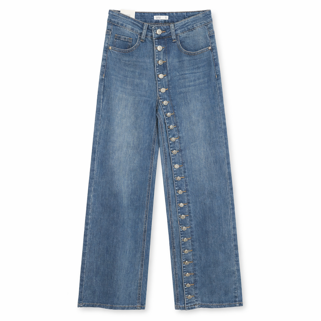 Jeans Button Chic Wide Leg