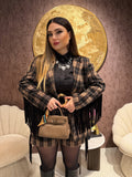 Completo in tweed short e giacca con frange laterali