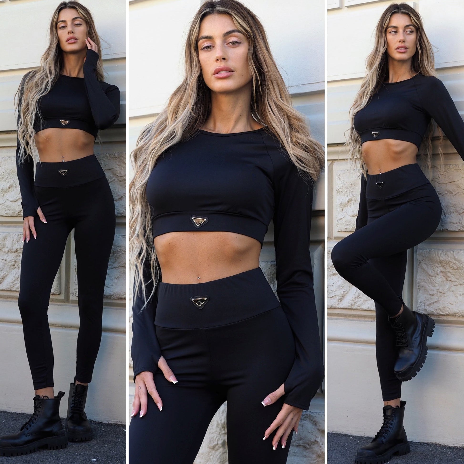 Completo top e pantalone sportivo nero