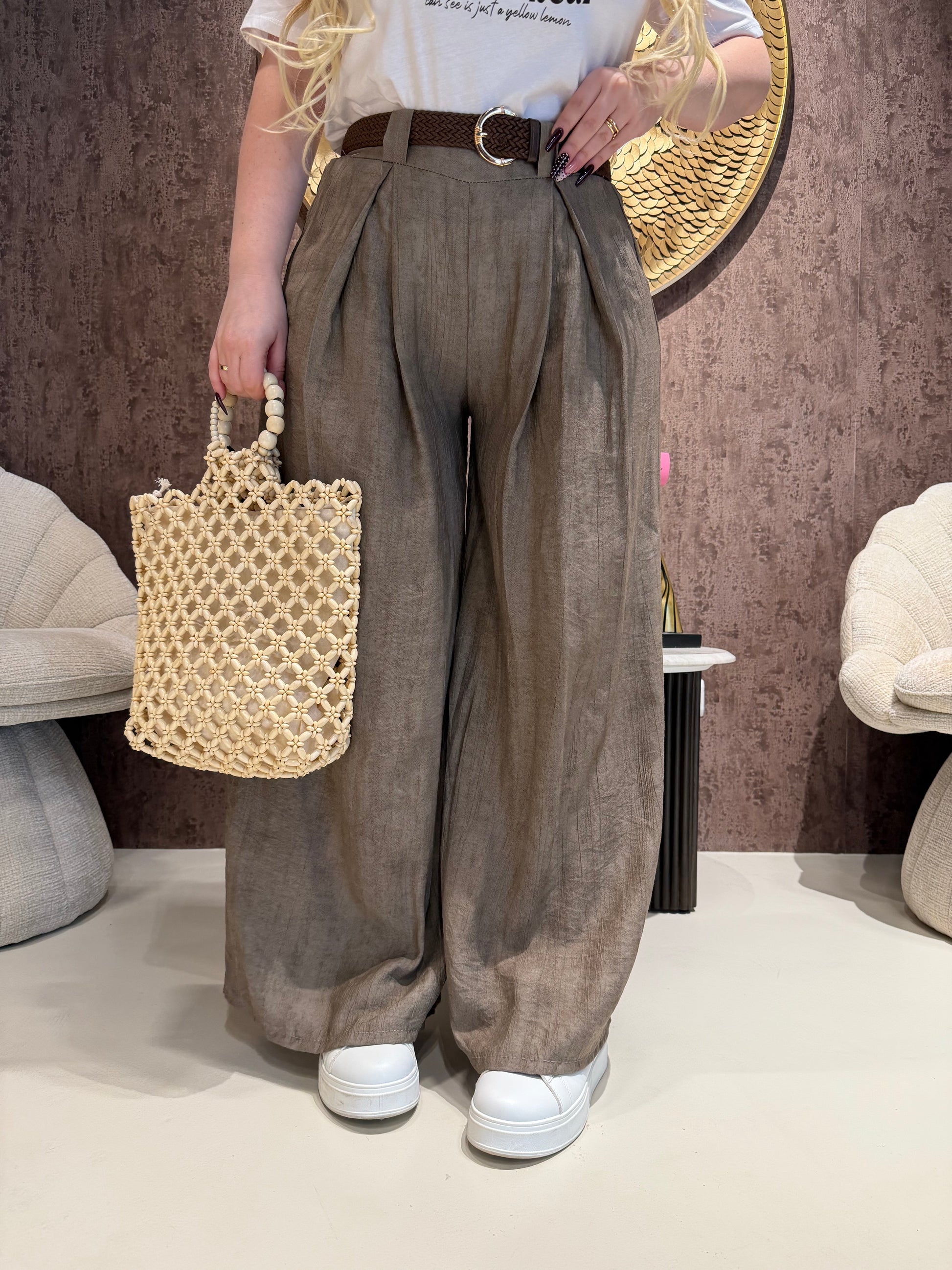 Completo camicia e pantalone stone con cintura