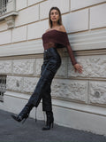 Pantalone cargo ecopelle