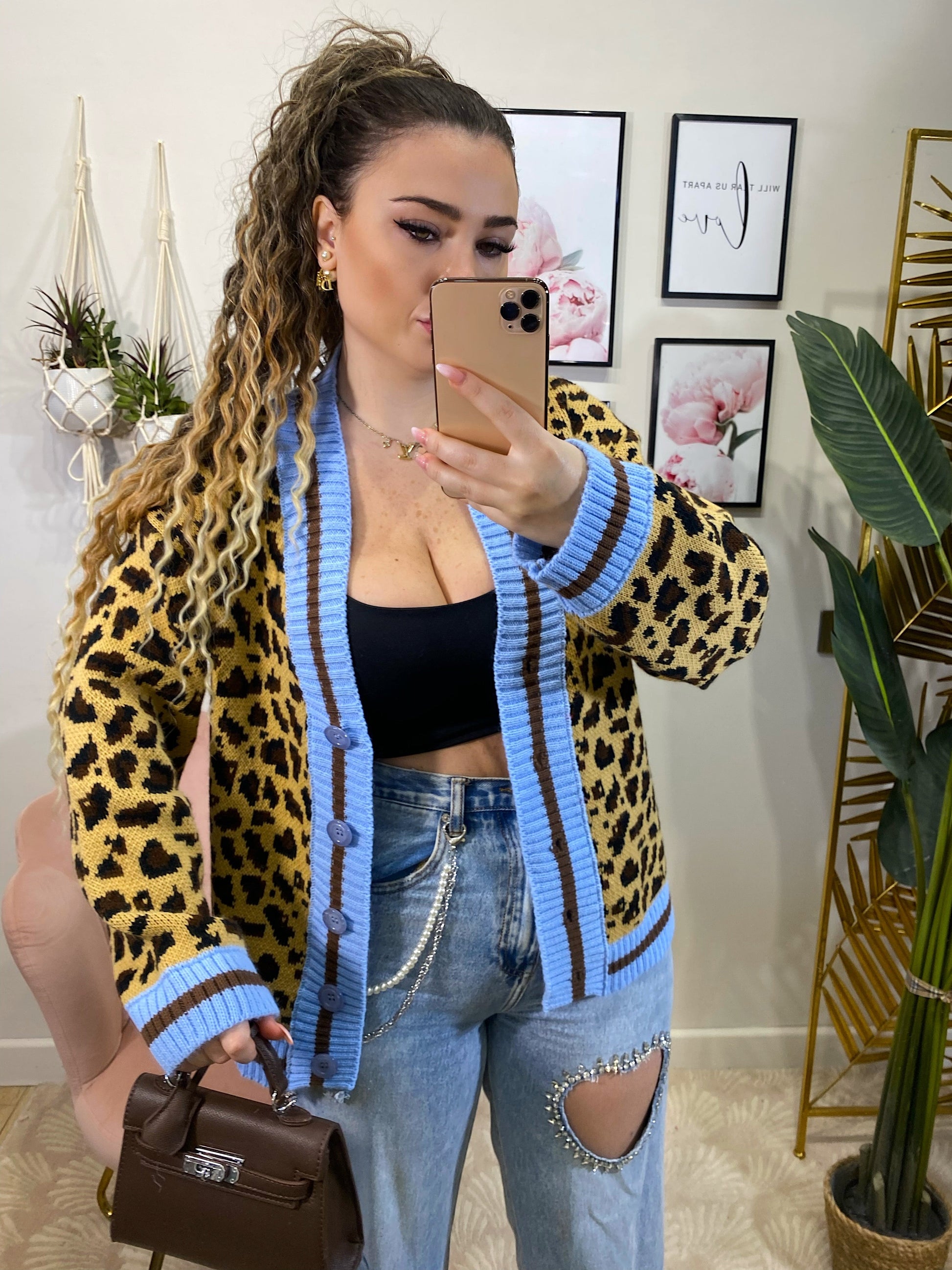 Cardigan animalier celeste