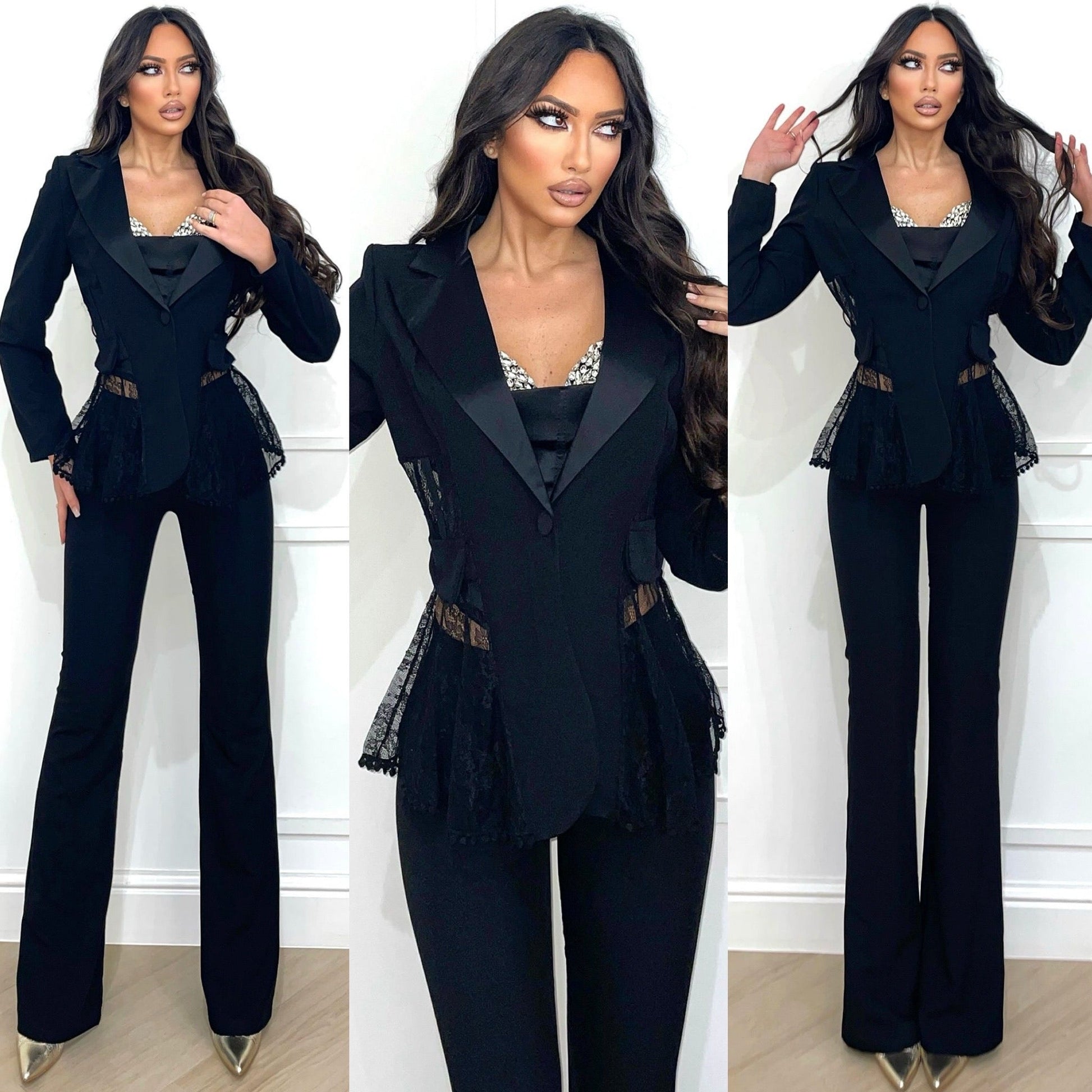 Completo giacca bustier e pantalone nero