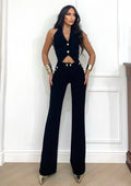 Completo smanicato e pantalone con bottoni oro