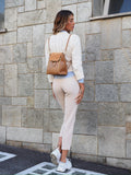 Pantalone vita alta burro